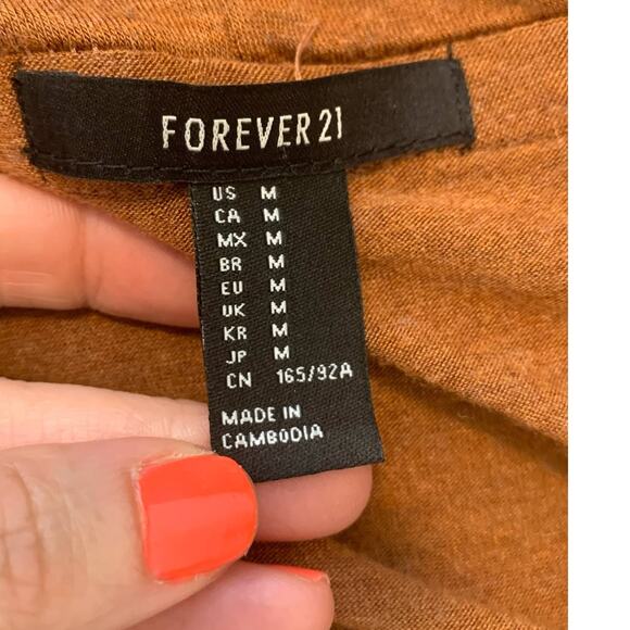 Forever 21 brown off shoulder long sleeves top size M - Picture 3 of 10